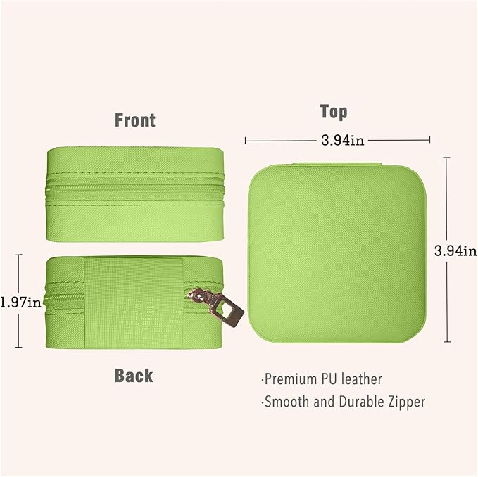 Small Travel Jewelry Box, Portable Mini Jewelry Leather Box Jewelry Ring Organizer Case Storage Holder Gift Boxes for Girls Women, Avocado green