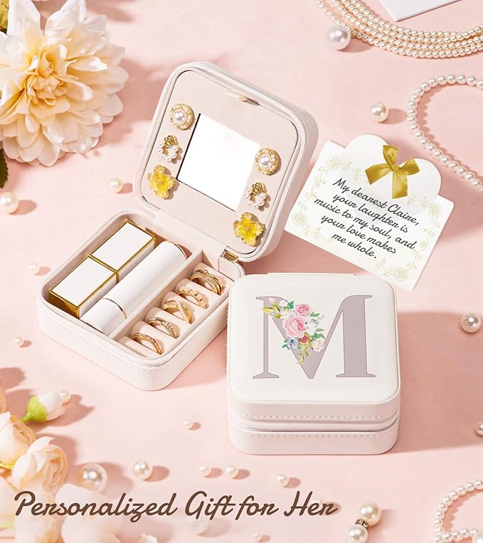 Enthralite Travel Jewelry Box for Girls: Traveling Jewelry Case Gift for Women - Mini Organizer for Necklaces Earrings White M