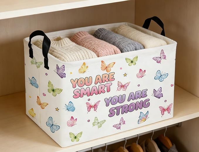 Rectangular Kids Baskets Butterfly Basket Cute Storage Bins Organizer Box Boys Room Decor for Home.(Color butterfly)