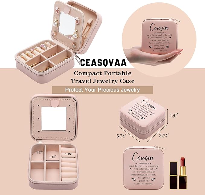 Cousin Gifts for Women Jewelry Box, Cousin Birthday Gifts For Cousins Female, Best Cousins Graduation Wedding Gift for Women Jewelry Case