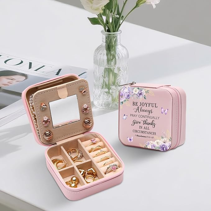 GAOLZIUY Christian Jewelry Box Gifts for Women, Spiritual Religious Gifts for Women Faith, Prayer Bible Verse Gratitude Travel Jewelry Case for Female Friend, Bestie, Sister