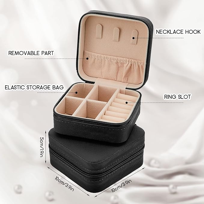 Taiyin Travel Jewelry Case, Bridesmaid Gifts Mini Jewelry Organizer, PU Leather Portable Earring Box for Women Girls