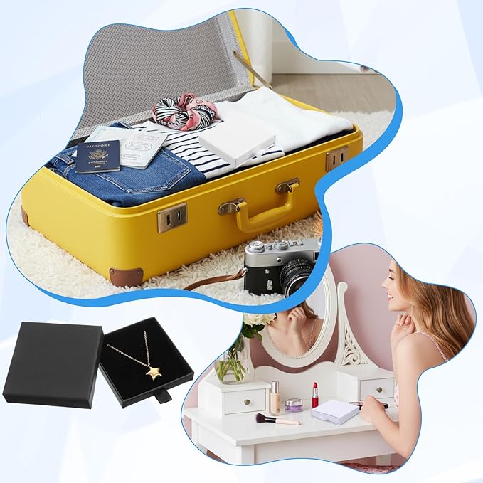 Jewellery Gift Box, 4 Pcs Ring Necklace Box Small Gift Boxes for Bracelets Earrings Necklaces Bracelet Drawer Organizer Square Pendent Storage Case for Birthday DIY Wrapping(White)
