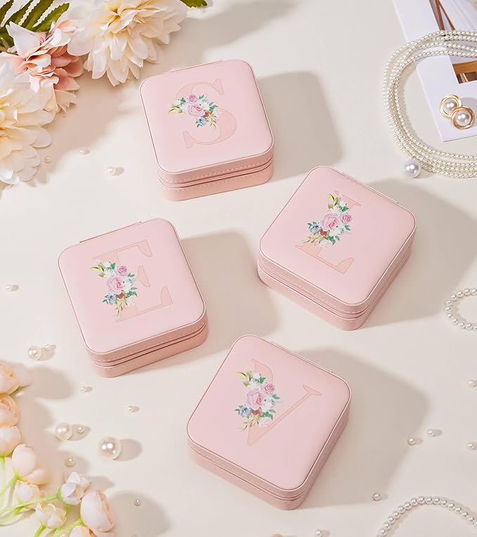 Enthralite Travel Jewelry Box for Girls: Traveling Jewelry Case Gift for Women - Mini Organizer for Necklaces Earrings Pink A