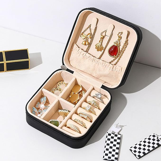 Travel Jewelry Case 2 Pack Mini Travel jewelry Box Portable Organizer Women Girls Gift Box for Rings Earrings Necklaces Bracelets