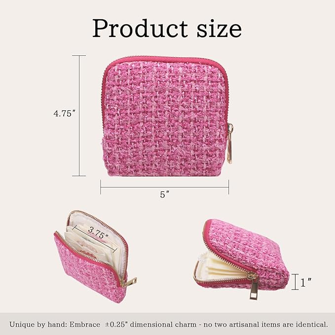 Stratalife Jewelry Travel Case - Small Jewelry Pouch for Bracelets Necklace Bangles Healing Crystal, Portable Earring Ring Organizer for Traveling with Zipper Gift for Women, Rose Pink