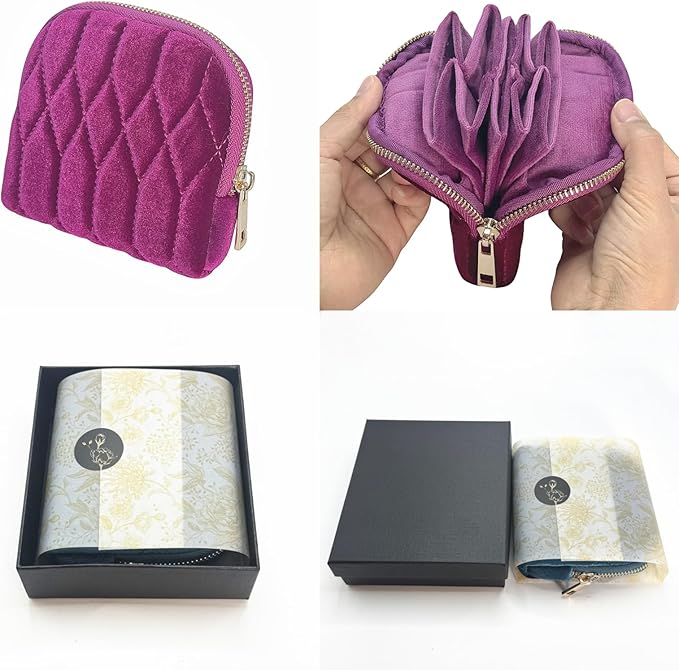 Small Travel Jewelry Case - Jewelry Travel Organizer Bag with for Bracelets, Necklaces, Bangles, Jewelry Organizer Storage Bag Gift for Women Girls,5.1x4.72x1.18 IN- RJB001-Purple