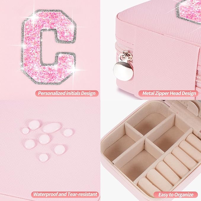Uygafly Jewelry Case - Fashion Jewelry Box | Customized Mother's Day Gift, Birthday Gift for Mom | Pink,C