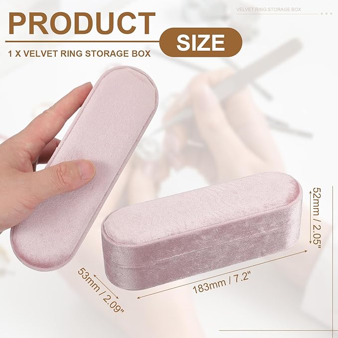 uxcell Velvet Ring Box, 11 Slots Travel Jewelry Case Ring Holder Organizer for Women Gift Proposal Christmas, Pink