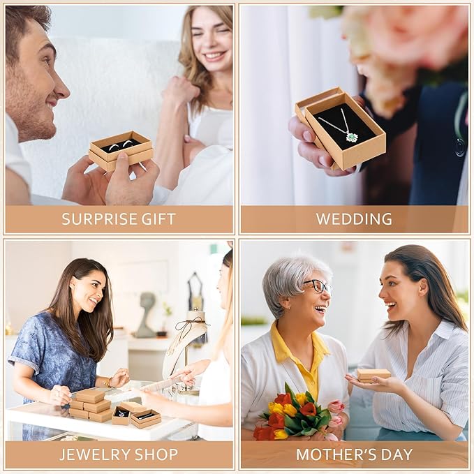Batiyeer 36 Pcs Cardboard Jewelry Gift Boxes Jewelry Boxes Packaging Small Earring Gift Box with Lids for Necklace Ring Bracelet Party
