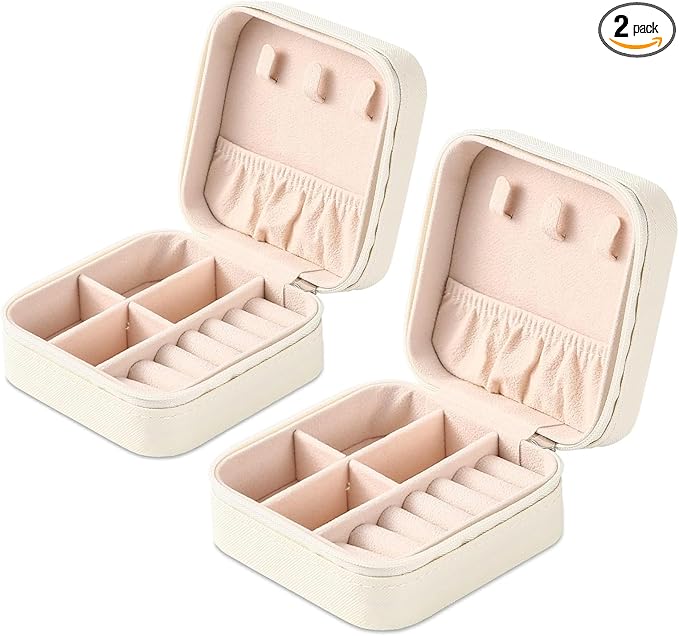 Travel Jewelry Case 2 Pack Mini Travel jewelry Box Portable Organizer Women Girls Gift Box for Rings Earrings Necklaces Bracelets