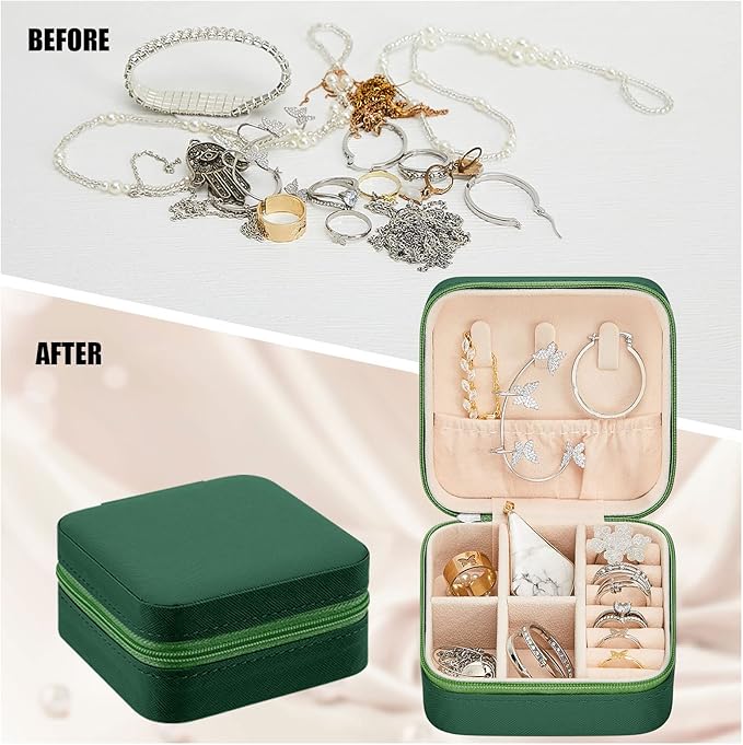 Taiyin Travel Jewelry Case, Bridesmaid Gifts Mini Jewelry Organizer, PU Leather Portable Earring Box for Women Girls