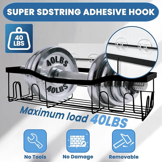 2 Pack Shower Caddy Adhesive Replacement, Shower Shelf Strong Adhesive Hooks, No Drilling, Transparent WaterProof Strips for Bathroom Shelves & Kitchen Racks