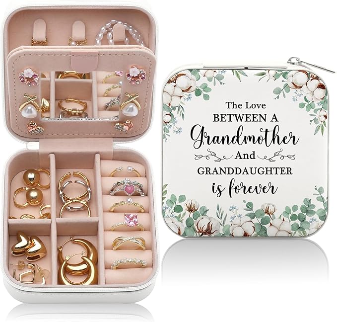 Grandma and Granddaughter Gift Jewelry Box, Grandma Gifts from Granddaughter, Granddaughters Gifts from Grandmother, Best Unique Birthday Christmas Gift for Grandmother Granddaughters Jewelry Case