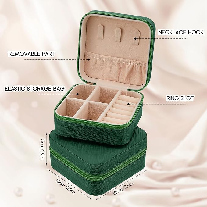 Taiyin Travel Jewelry Case, Bridesmaid Gifts Mini Jewelry Organizer, PU Leather Portable Earring Box for Women Girls
