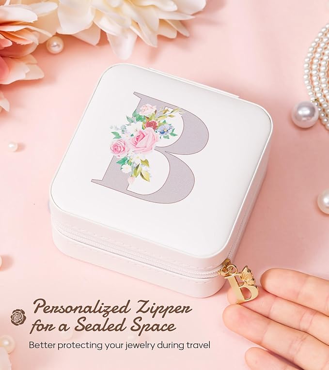 Enthralite Travel Jewelry Box for Girls: Traveling Jewelry Case Gift for Women - Mini Organizer for Necklaces Earrings White B