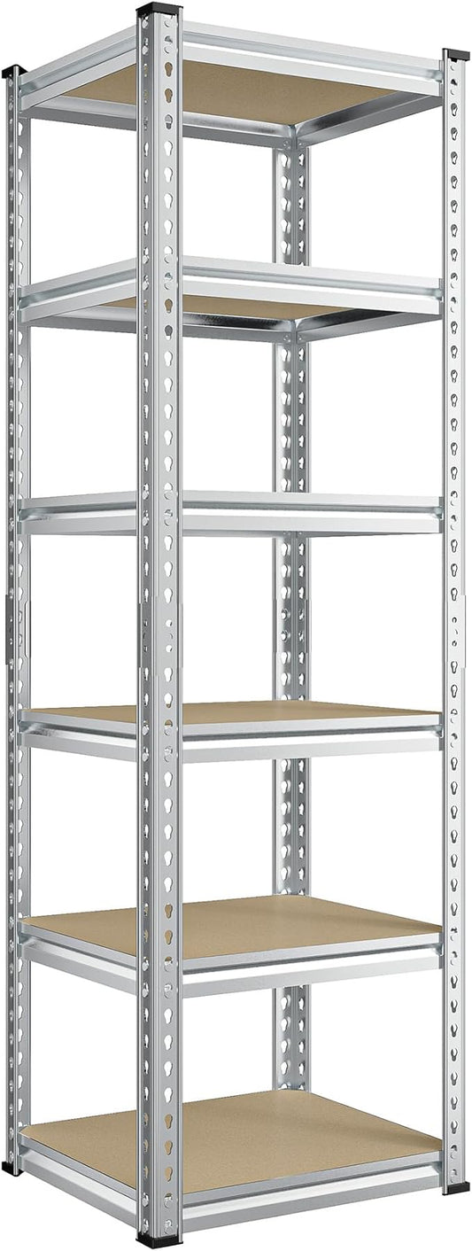 REIBII Storage Shelves 6 Tier Garage Shelving Heavy Duty Metal Shelving Loads 2250LBS Adjustable Garage Shelves for Pantry Closet Kitchen Basement 16" W x 16" D x 72" H, Silver