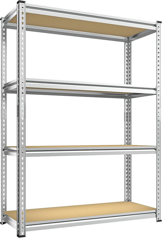REIBII Storage Shelves Adjustable Metal Shelving 1600LBS Garage Shelves Industrial Metal Shelves 4 Tier Garage Shelving for Pantry Closet Kitchen Basement, Sliver, 11.8" D x 23.6" W x 56.7" H
