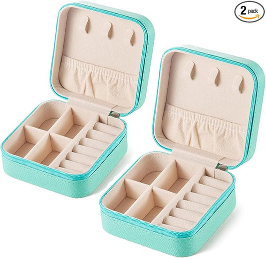 Travel Jewelry Case 2 Pack Mini Travel jewelry Box Portable Organizer Women Girls Gift Box for Rings Earrings Necklaces Bracelets