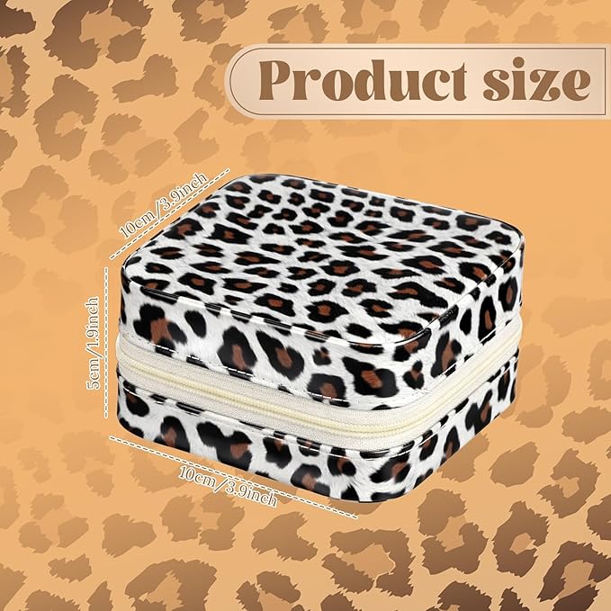 Nosiny 2 Pack Travel Jewelry Case with Mirror Small Laser Jewelry Box Organizer Gifts for Mother's Day Women Rings Earrings(Leopard Print)