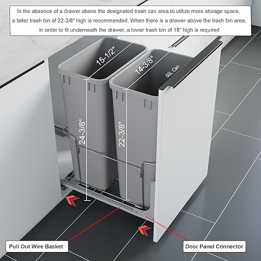 Dowell 5 Pack 50Qt Wastebasket Trash Container, 13Gal, Plastic, Stackable, for Kitchen/Bathroom/Office, Fits Under Sink/Desk - Grey (5, 50 QT)