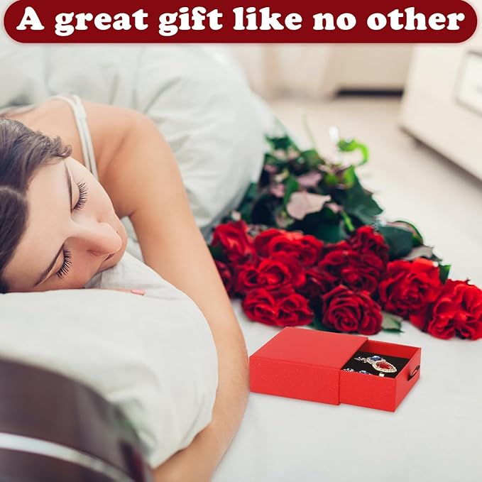 Nsmykhg Jewelry Gift Box Velvet-Lined,12 Pack Compact Drawer Style for Earrings & Rings, Necklace & Bracelet Organizer, 3.93x3.93x1.65 Inches, Stackable Elegant Jewelry Display & Storage Box (Red)
