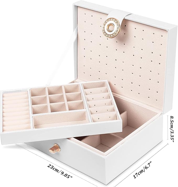 QBestry Girls Jewelry Box for Earrings Jewelry Organizer Box Teen Girls Earrings Organizer Jewelry Box Earring Holder Organizer Stud Earring Box for Girls Womens Jewelry Case Organizer White