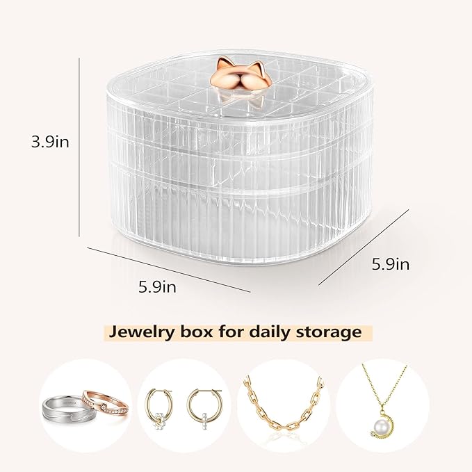 Sunkaioo Earring Organizer,Stackable 3-Layers Clear Jewelry Box with Lid,Stud Earring Organizer for Women Girls,Earring Box Display Holder for Earrings Ring Studs Bracelet Necklace Crafts (Clear)