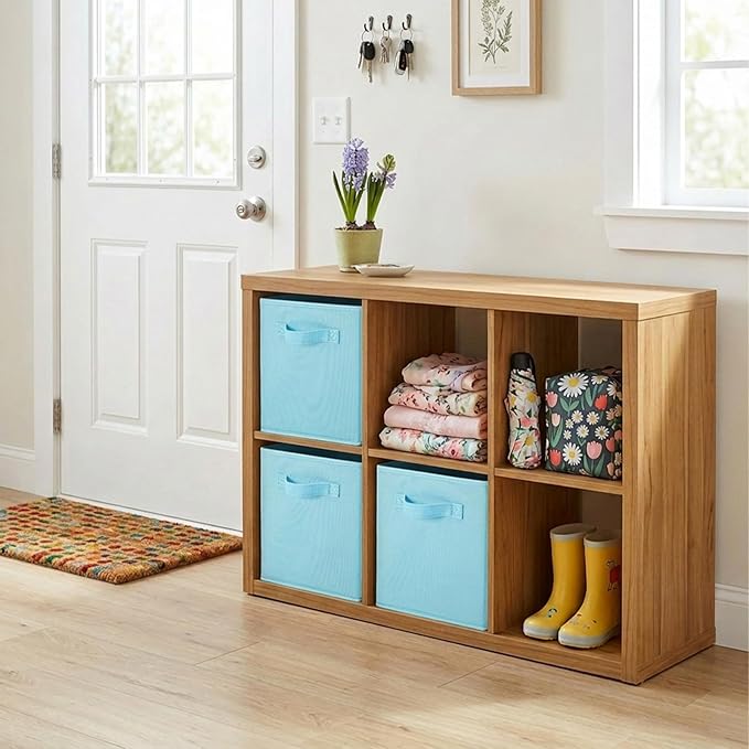 ShellKingdom Foldable Fabric Storage Cubes And Cloth Organizer Drawer For Closet And Toys, 6 Pack (Light Blue)
