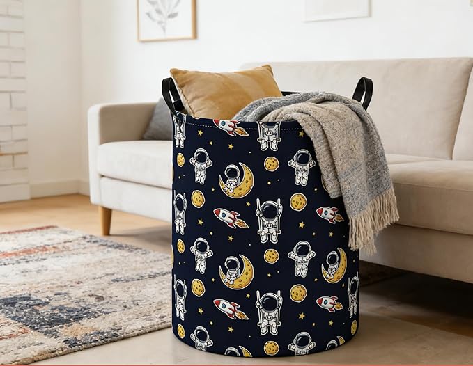 Kids Laundry Basket Space Hamper for Nursery Boys Hamper Cute Kids Storage Bin Room Decor for Home(Astronaut)