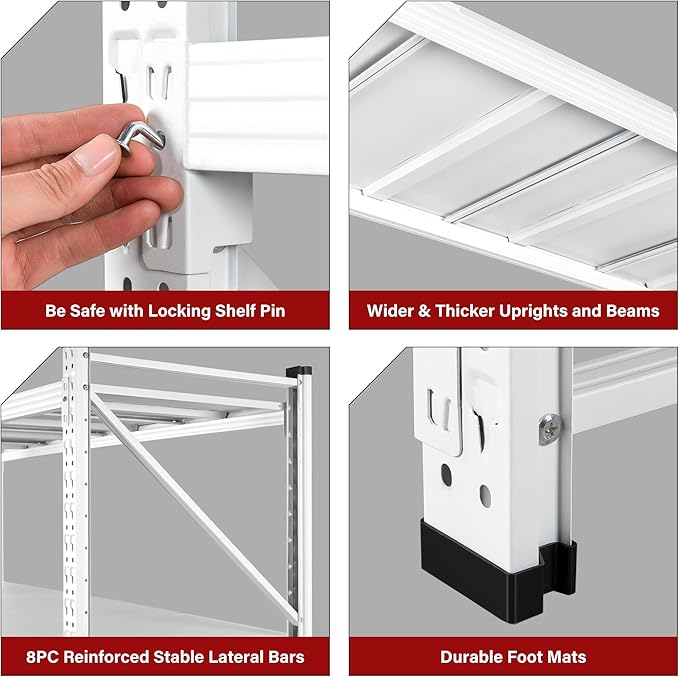6000LBS Heavy Duty Garage Shelving Units,79" Wide & Deep Storage Shelves,White Metal Garage Shelves,Large Storage Rack,Steel Shelf,Industrial Shelving for Shop,Warehouse,Basement,79" W x 24" D x 79" H