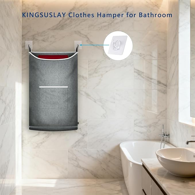 XL Large Hanging Laundry Hamper, Over the Door Laundry Bag with Zipper and Wide Open Top,Hanging Hamper for Storage Laundry, Clothes, Toys,36x 22 Inch, Heather Grey 2Pack.