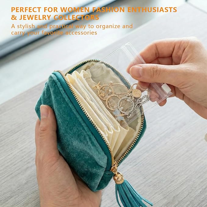Small Jewelry Travel Organizer - 6 Layer Soft Jewelry Pouch for Bracelets, Necklaces & Rings, Pefect Gift for Mother's Day