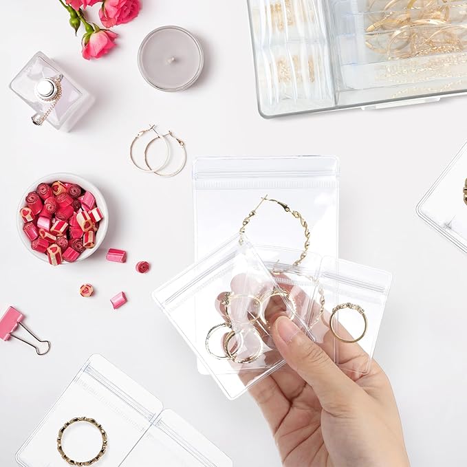 3 Pack 4-in-1 Clear Jewelry Box Organizers with 80 Portable Anti Tarnish Jewelry Bags, Acrylic Organizers and Storage for Women Girls Earrings Rings Necklaces Bracelets Holder
