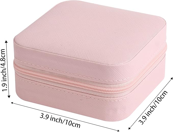 OceeK Travel Jewelry Case Box Organizer,PU Leather Small Jewelry Box,Portable Travel Jewelry Storage Case,Pink,1 Pack