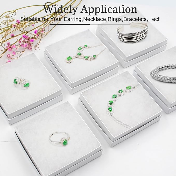 Cardboard Jewelry White Gift Boxes 20 Pack3.5×3.5×1 inches, its apply to displaying necklaces, rings, bracelets, earrings