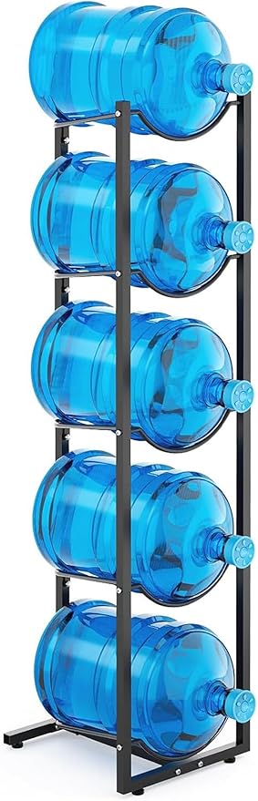 MYLOLF 5 Gallon Water Jug Holder : 4 Tier Water Jug Stand Holder for 5 Gallon Water Dispenser- 5 Gal Water Bottle Storage Rack Organizer for Home Kitchen Garage (5 Tier)