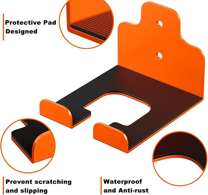 JNIHEEP Garage Organizer Trimmer Rack, Garden Power Tool Hanger Weed Whackers Holder Wall Mounted for Grass Trimmer, Hedge Trimmer, Garage Trimmer, Garden Tools,1 Pack(Orange)