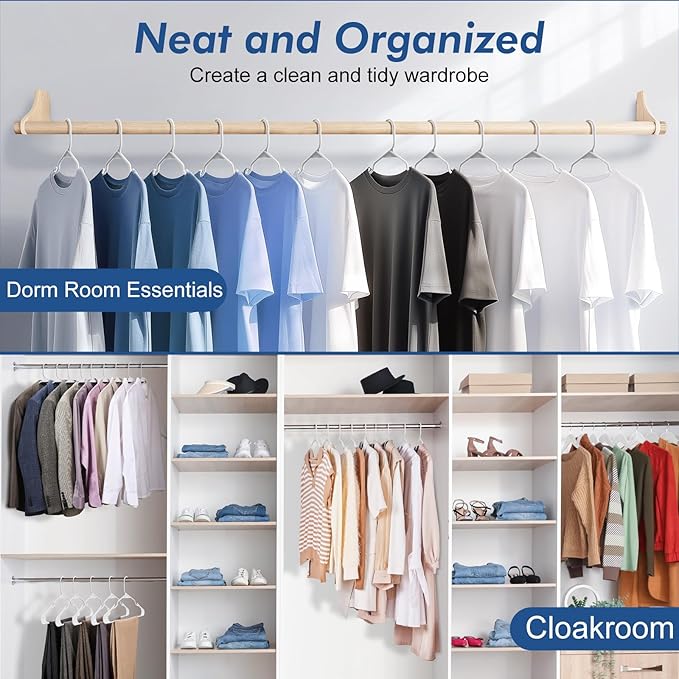 HOUSE DAY Plastic Hangers 20 Pack - White Clothes Hangers with Non-Slip Shoulder Grooves, Durable and Sturdy T-Shirt, Dress, Coat Hanger, Space Saving Design Perfect for Closet Organizers and Storage