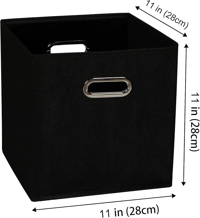 Fabric storage bins Cubes, Fabric Cube Organizer with Handle, Foldable Cube Bins for Cloth or Accessary Storage, 11x11x11, Set of 8, (Black)