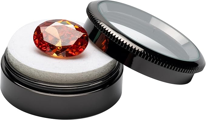 Small Loose Diamond or Gemstone Display Box Case Holder Show Container Metal (Black- 1.7x0.7)