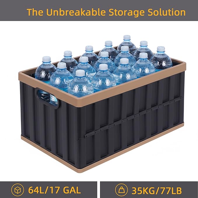 Citylife 64L Collapsible Storage Bins with Lids Plastic Storage Containers for Organizing Stackable Storage BoxLarge Heavy Duty Utility Crates, 4 Packs