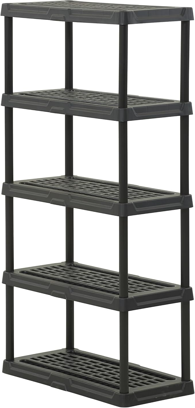 CENTREX CX 5-Tier (72”H x 36”W x 18”D) Plastic Storage Shelving Unit (Black), Heavy Duty, 150lbs Per Shelf Capacity, Indoor/Outdoor Storage and Organization in Home, Garage, Office with Easy Assembly