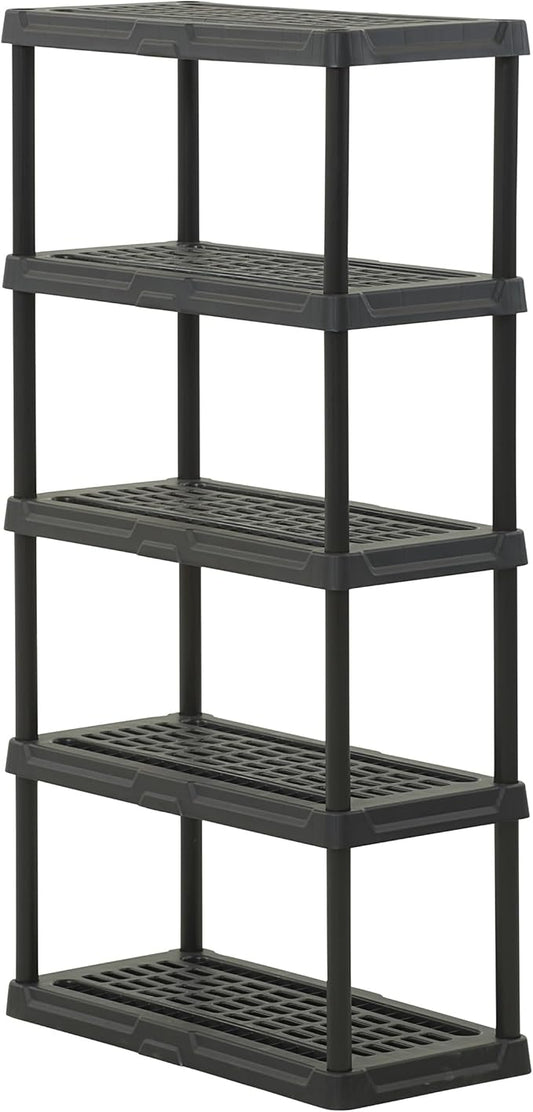 CENTREX CX 5-Tier (72”H x 36”W x 18”D) Plastic Storage Shelving Unit (Black), Heavy Duty, 150lbs Per Shelf Capacity, Indoor/Outdoor Storage and Organization in Home, Garage, Office with Easy Assembly