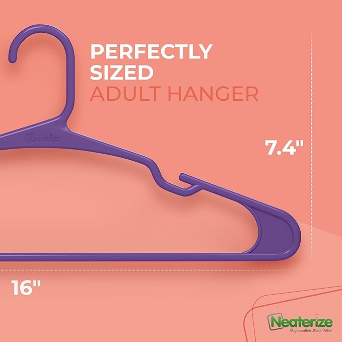 NEATERIZE Clothes Hangers Plastic 20 Pack for Adults - Plastic Hangers, The Perfect Coat Hanger and Space Saving Clothes Hangers for Closet, Percheros Ganchos para Colgar Ropa Hangars - Pink Hangers
