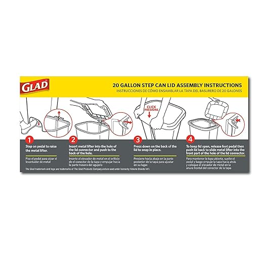 Glad Kitchen Trash Can | Large Plastic Waste Bin with Odor Protection of Lid | Hands Free with Step On Foot Pedal and Garbage Bag Rings, 20 Gallon, Grey