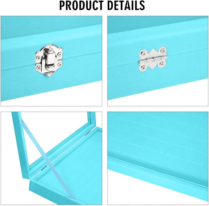 Vicoter Rings Organizer Tray 100 Slot Velvet Ring Earring Storage Box TranSparent Cover Jewelry Store Ring Display Box Jewelry Display Cabinet for Girl Wife Mother