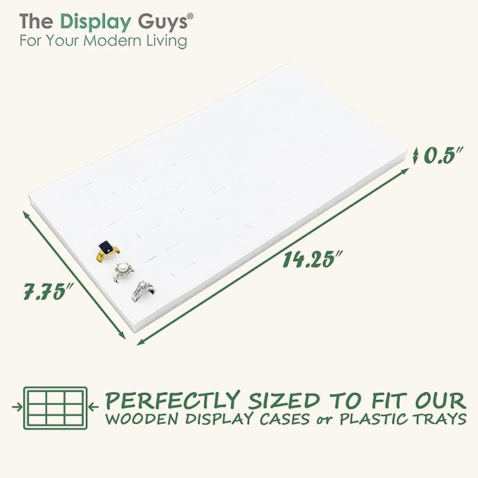 TheDisplayGuys For Your Modern Living 2-Pack 72-Ring Holders Leatherette Foam Padding Jewelry Inserts - Tray/Case Liners - Retail Display, Storage (White) by The Display Guys