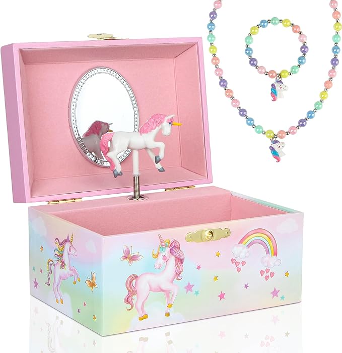 Musical Jewelry Box for Girls- Glitter Storage Box and Jewelry Set- Gifts for Girls, The Unicorn Song - by The Irish Rovers, Unicorn Toys
