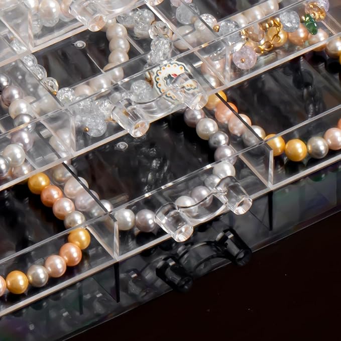 SPAKOWN Earring Organizer, Acrylic Earring Box Large 18 Compartments Jewelry Holder Organizer with 3 Drawers Stackable Earring Bracelet Storage Case Jewelry Boxes for Women (Clear)